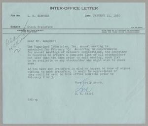 [Letter from Gus A. Stirl to Isaac Herbert Kempner, January 21, 1960]