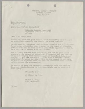 [Letter from Victor M. Petty to Barbara Youngblood, July 10, 1953]