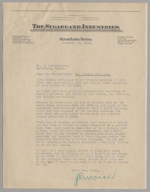 [Letter from G. D. Ulrich to J. Seinsheimer, December 22, 1932]