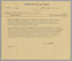[Letter from Isaac Herbert Kempner Jr. to Isaac Herbert Kempner, September 15, 1953]