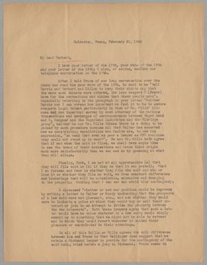 [Letter to Isaac Herbert Kempner Jr., February 20, 1945]