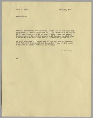 [Letter from Isaac Herbert Kempner to Thomas Leroy James, March 11, 1960]