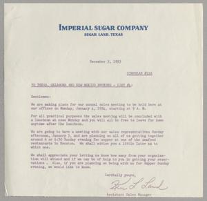 [Letter from Ken L. Laird to Texas, Oklahoma and New Mexico Brokers, List #116, December 3, 1953]