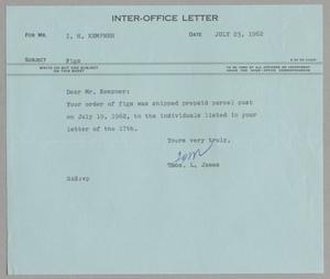 [Letter from Thomas Leroy James to Isaac Herbert Kempner, July 23, 1962]