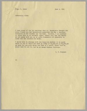 [Letter from Isaac Herbert Kempner to Thomas Leroy James, June 2, 1960]