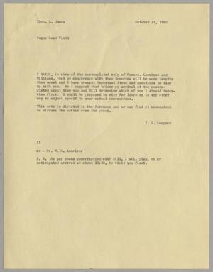 [Letter from Isaac Herbert Kempner to Thomas Leroy James, October 25, 1960]