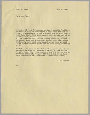 [Letter from Isaac Herbert Kempner to Thomas Leroy James, July 11, 1960]