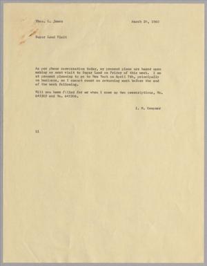 [Letter from Isaac Herbert Kempner to Thomas Leroy James, March 29, 1960]