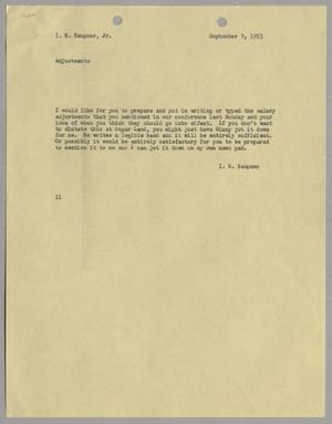 [Letter from Isaac Herbert Kempner to Isaac Herbert Kempner Jr., September 9, 1953]