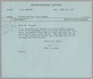 [Letter from Thomas Leroy James to Isaac Herbert Kempner, June 22, 1960]
