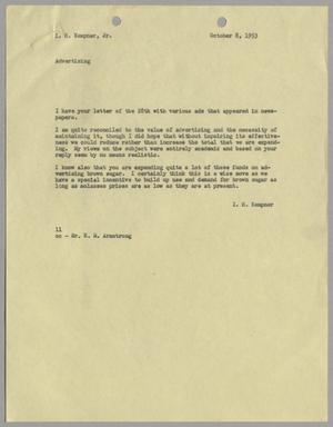 [Letter from Isaac Herbert Kempner to Isaac Herbert Kempner Jr., October 8, 1953]