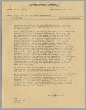 [Letter from I. H. Kempner, Jr. to I. H. Kempner, January 22, 1953]