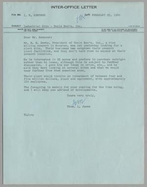 [Letter from Thomas Leroy James to Isaac Herbert Kempner, February 25, 1960]