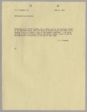 [Letter from Isaac Herbert Kempner to Isaac Herbert Kempner Jr., May 18, 1953]