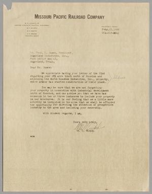 [Letter from W. C. Murph to Thomas Leroy James, February 23, 1960]