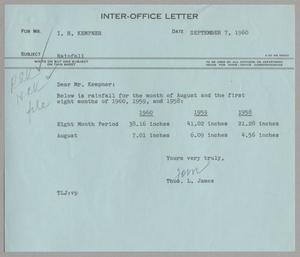 [Letter from Thomas Leroy James to Isaac Herbert Kempner, September 7, 1960]
