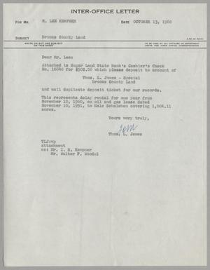 [Letter from Thomas Leroy James to Robert Lee Kempner, October 13, 1960