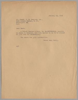 [Letter from A. H. Blackshear Jr., to Isaac Herbert Kempner Jr., January 15, 1945]