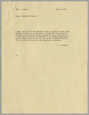 [Letter from Isaac Herbert Kempner to Thomas Leroy James, July 6, 1960]