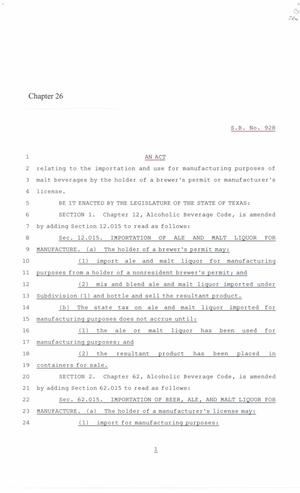 86th Texas Legislature, Regular Session, Senate Bill 928, Chapter 26