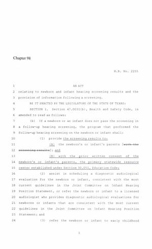 86th Texas Legislature, Regular Session, House Bill 2255, Chapter 98