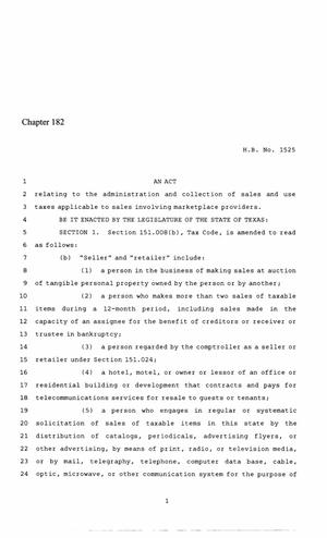 86th Texas Legislature, Regular Session, House Bill 1525, Chapter 182