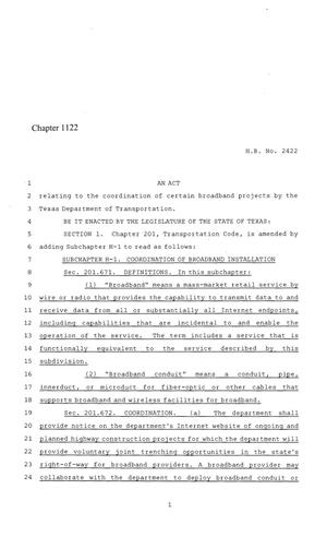 86th Texas Legislature, Regular Session, House Bill 2422, Chapter 1122