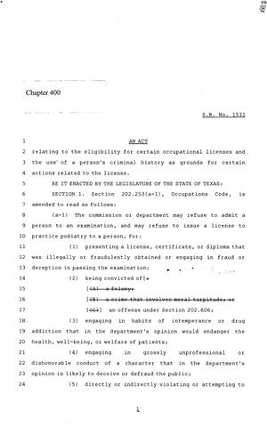 86th Texas Legislature, Regular Session, Senate Bill 1531, Chapter 400