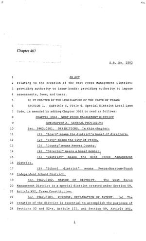 86th Texas Legislature, Regular Session, Senate Bill 2502, Chapter 407