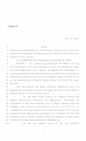 86th Texas Legislature, Regular Session, House Bill 2641, Chapter 54