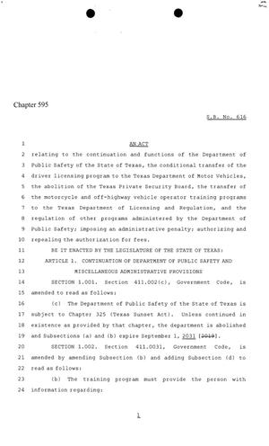 86th Texas Legislature, Regular Session, Senate Bill 616, Chapter 595