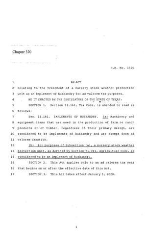 86th Texas Legislature, Regular Session, House Bill 1526, Chapter 370