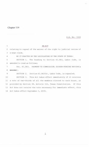 86th Texas Legislature, Regular Session, Senate Bill 1500, Chapter 114