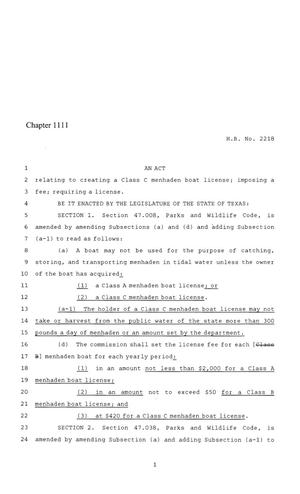 86th Texas Legislature, Regular Session, House Bill 2218, Chapter 1111