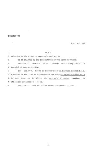 86th Texas Legislature, Regular Session, House Bill 541, Chapter 731