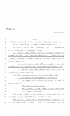 86th Texas Legislature, Regular Session, House Bill 650, Chapter 123