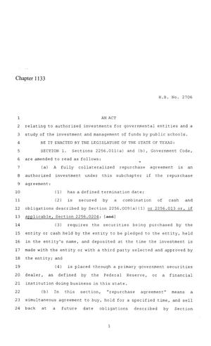 86th Texas Legislature, Regular Session, House Bill 2706, Chapter 1133