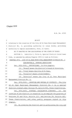 86th Texas Legislature, Regular Session, House Bill 4730, Chapter 1010