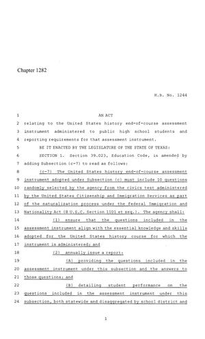 86th Texas Legislature, Regular Session, House Bill 1244, Chapter 1282