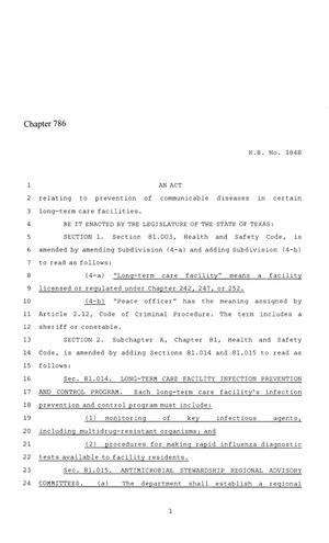 86th Texas Legislature, Regular Session, House Bill 1848, Chapter 786