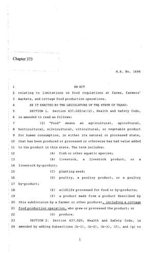 86th Texas Legislature, Regular Session, House Bill 1694, Chapter 373