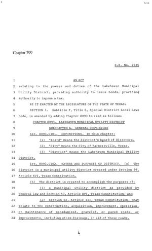 86th Texas Legislature, Regular Session, Senate Bill 2535, Chapter 700