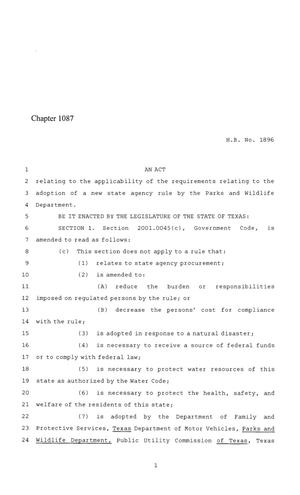 86th Texas Legislature, Regular Session, House Bill 1896, Chapter 1087