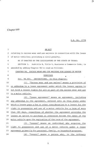 86th Texas Legislature, Regular Session, Senate Bill 1778, Chapter 649