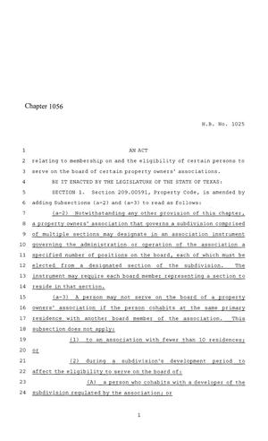 86th Texas Legislature, Regular Session, House Bill 1025, Chapter 1056