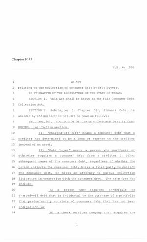 86th Texas Legislature, Regular Session, House Bill 996, Chapter 1055