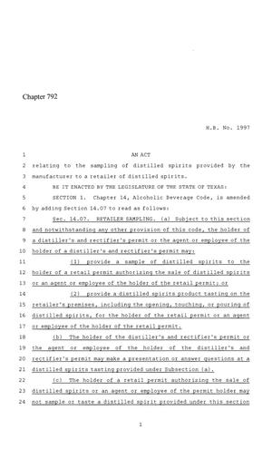 86th Texas Legislature, Regular Session, House Bill 1997, Chapter 792