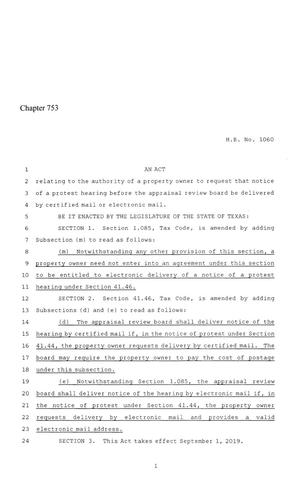 86th Texas Legislature, Regular Session, House Bill 1060, Chapter 753