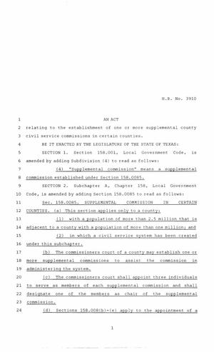 86th Texas Legislature, Regular Session, House Bill 3910