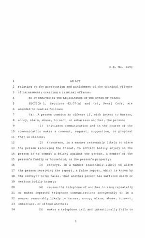 86th Texas Legislature, Regular Session, House Bill 3490